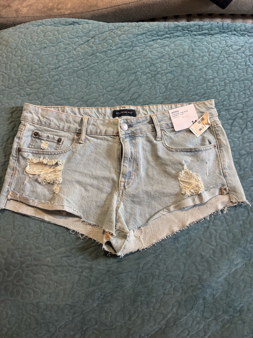Aeropostale Light Wash Distressed Denim Cutoff Shorts
